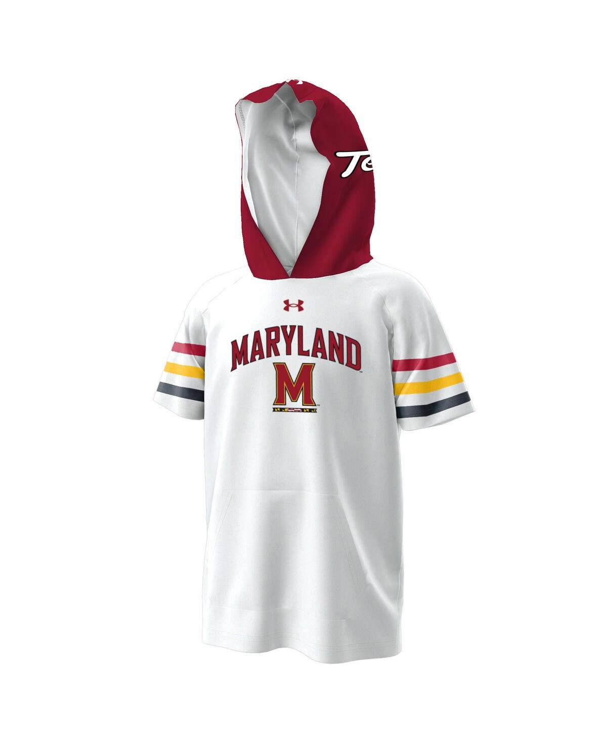 Under Armour Big Boys And Girls White Maryland Terrapins Armourfuse Jersey Raglan Hooded T-shirt In White