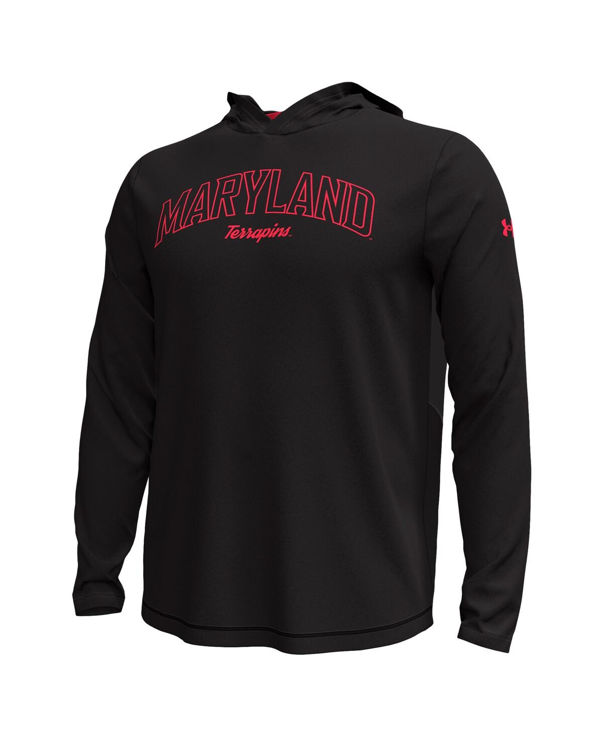Under Armour Men's Black Maryland Terrapins Sideline Knockout Hoodie Long Sleeve T-Shirt