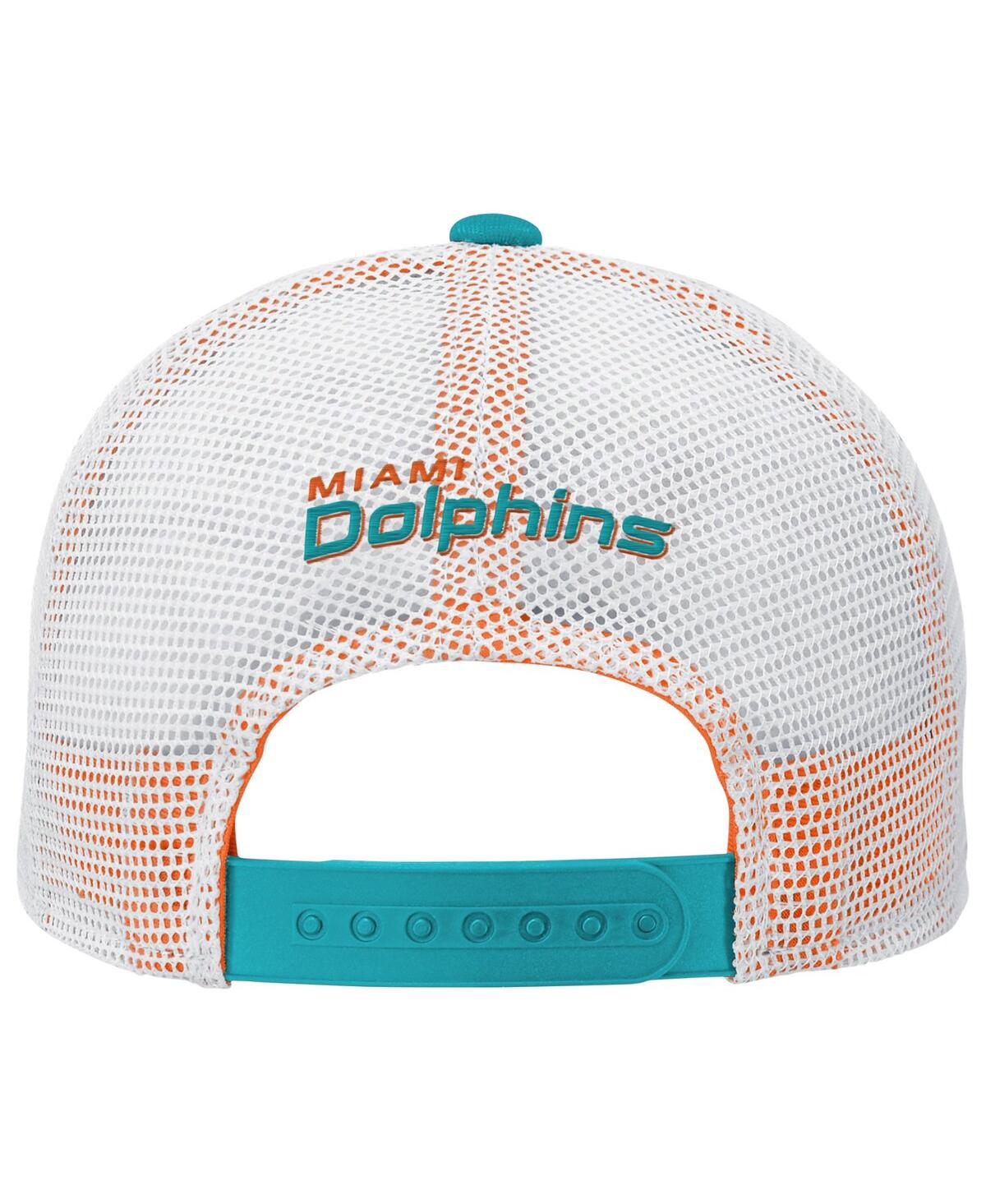 Outerstuff Big Boys And Girls Aqua Miami Dolphins Core Lockup Trucker Adjustable Hat In Blue