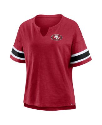 Women's Scarlet San Francisco 49ers Plus Size Redzone Notch Neck T-Shirt