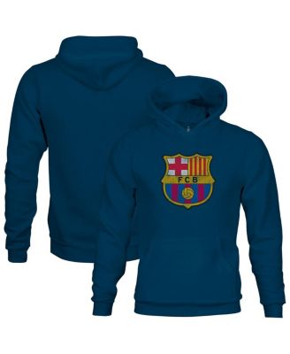 1863FC - Big Boys and Girls Navy Barcelona Color Badge Fleece Pullover Hoodie