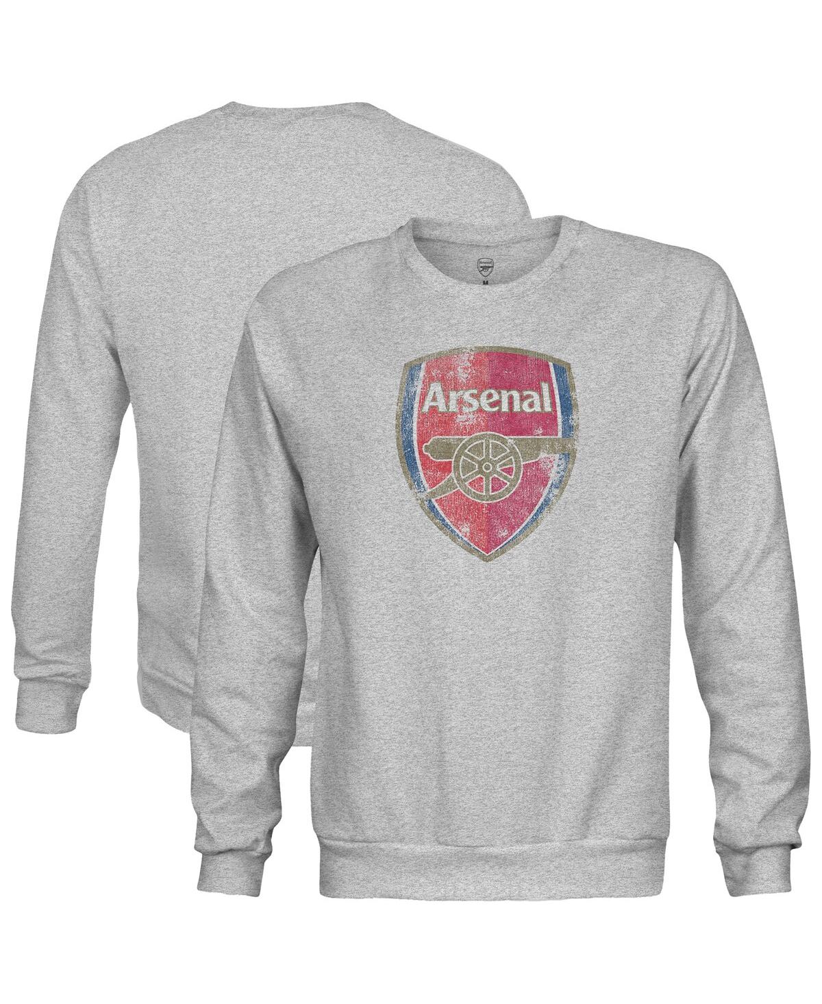 1863fc Men'sâ Heather Gray Arsenal Color Badge Pullover Sweatshirt In Gray