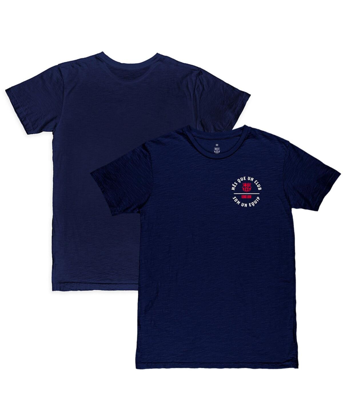 1863FC Men's Navy Barcelona Slogan Wrap Slub T-Shirt