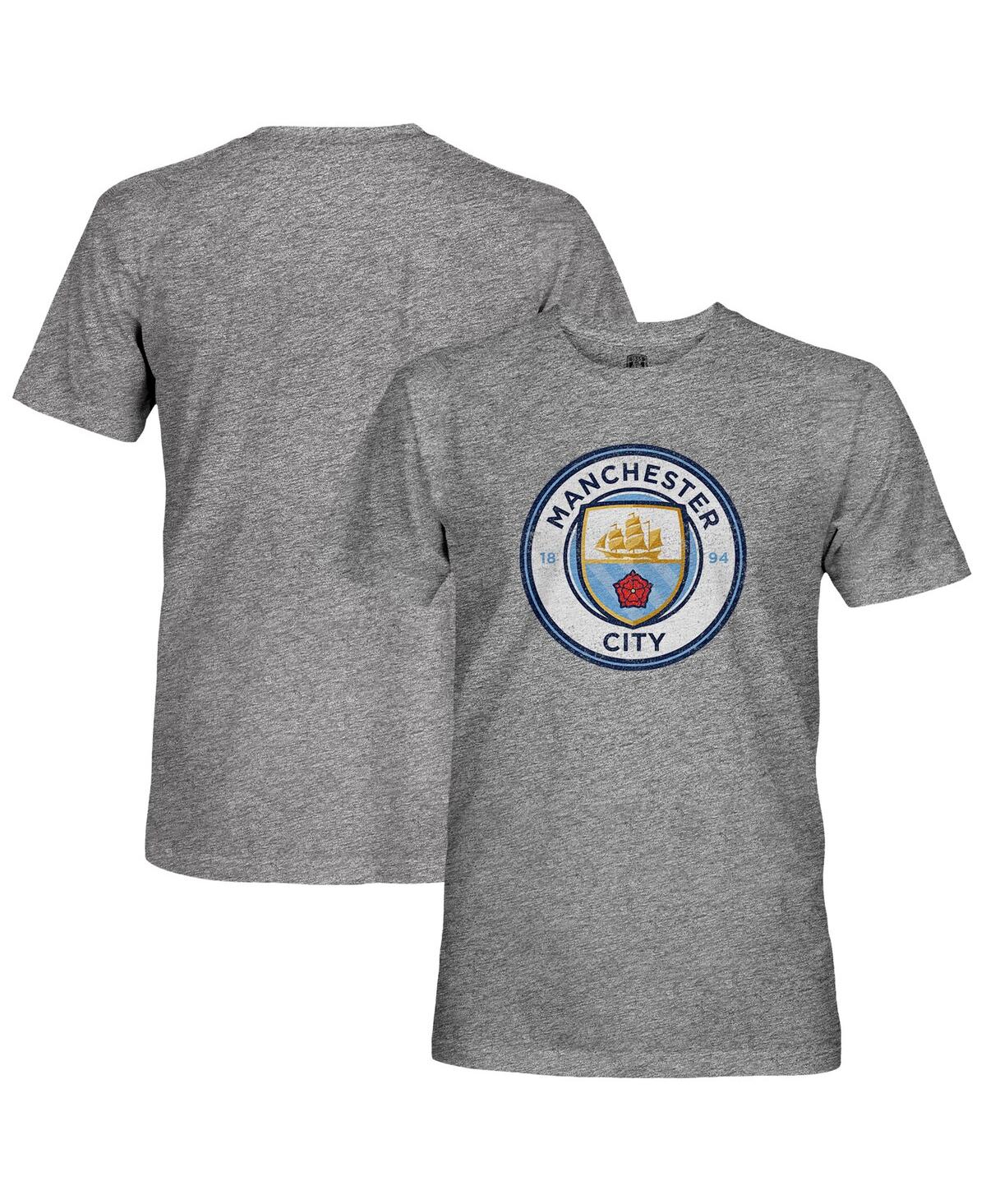 1863fc Men's Heather Gray Manchester City Tri-blend Color Crest T-shirt In Gray