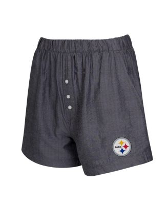 Women's 2-Pack Charcoal Pittsburgh Steelers Stripes and Solids Boxer Shorts Set