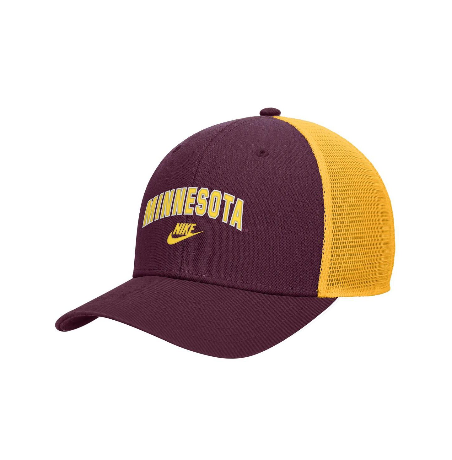 Мужская кепка Nike Maroon Minnesota Golden Gophers Vintage Arch Rise Performance Trucker Adjustable Hat — фото 1