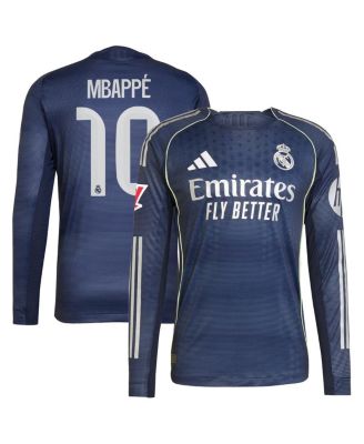 adidas - Men's Kylian Mbapp&eacute; Blue Real Madrid 2025/26 Away Authentic Long Sleeve Player Jersey