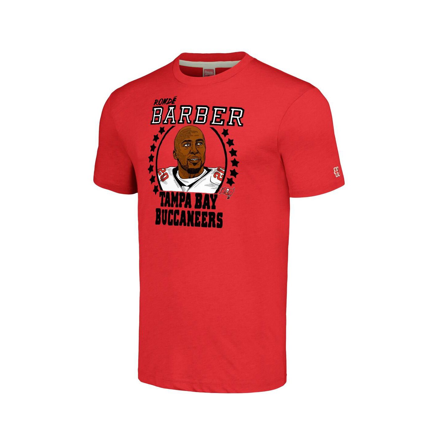 Мужская футболка Homage Ronde Barber Heathered Red Tampa Bay Buccaneers Caricature Retired Player Tri-Blend — фото 3