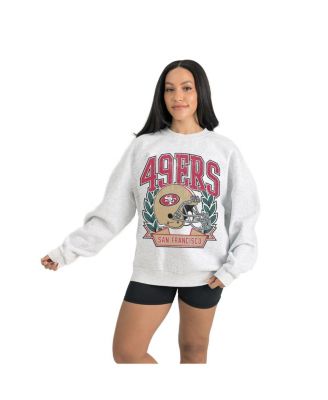 Women's Gray San Francisco 49ers Heritage Premium Fleece Pullover Sweatshirt