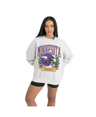 Women's Gray Minnesota Vikings Heritage Premium Fleece Pullover Sweatshirt