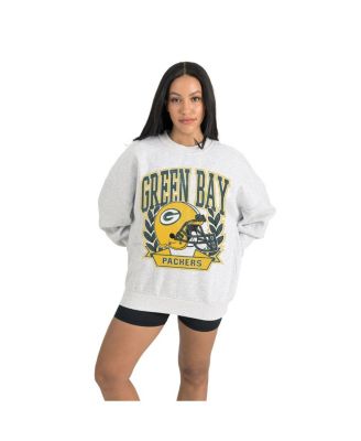 Women's Gray Green Bay Packers Heritage Premium Fleece Pullover Sweatshirt