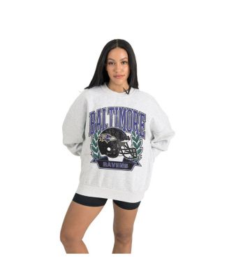Women's Gray Baltimore Ravens Heritage Premium Fleece Pullover Sweatshirt