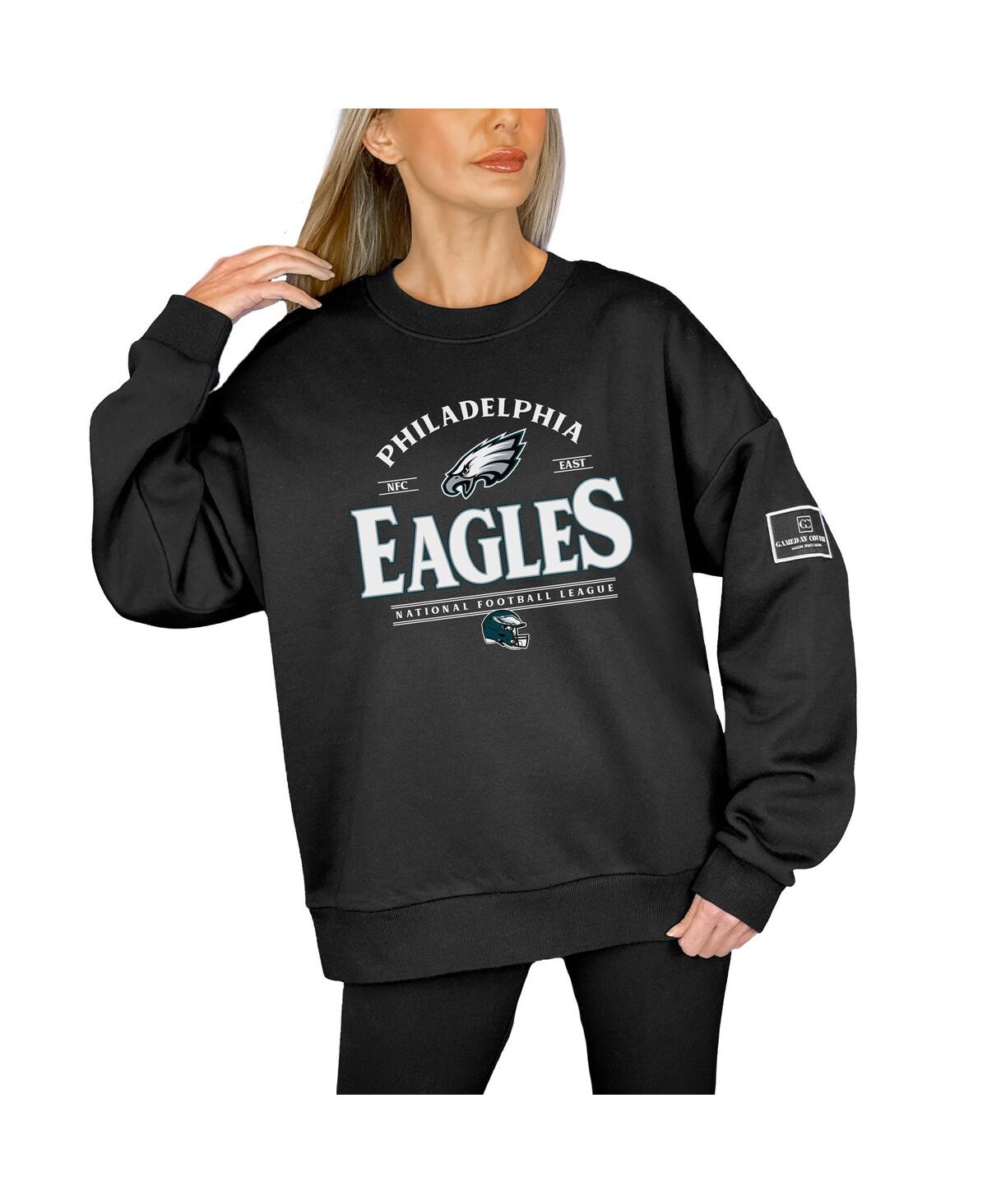 Gameday Couture Women's Black Philadelphia Eagles Oversized Players Only Black Label Pullover Sweatshirt In Multi