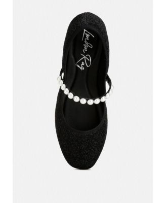 Womens Corphee Pearl Strapped Glitter Ballerinas