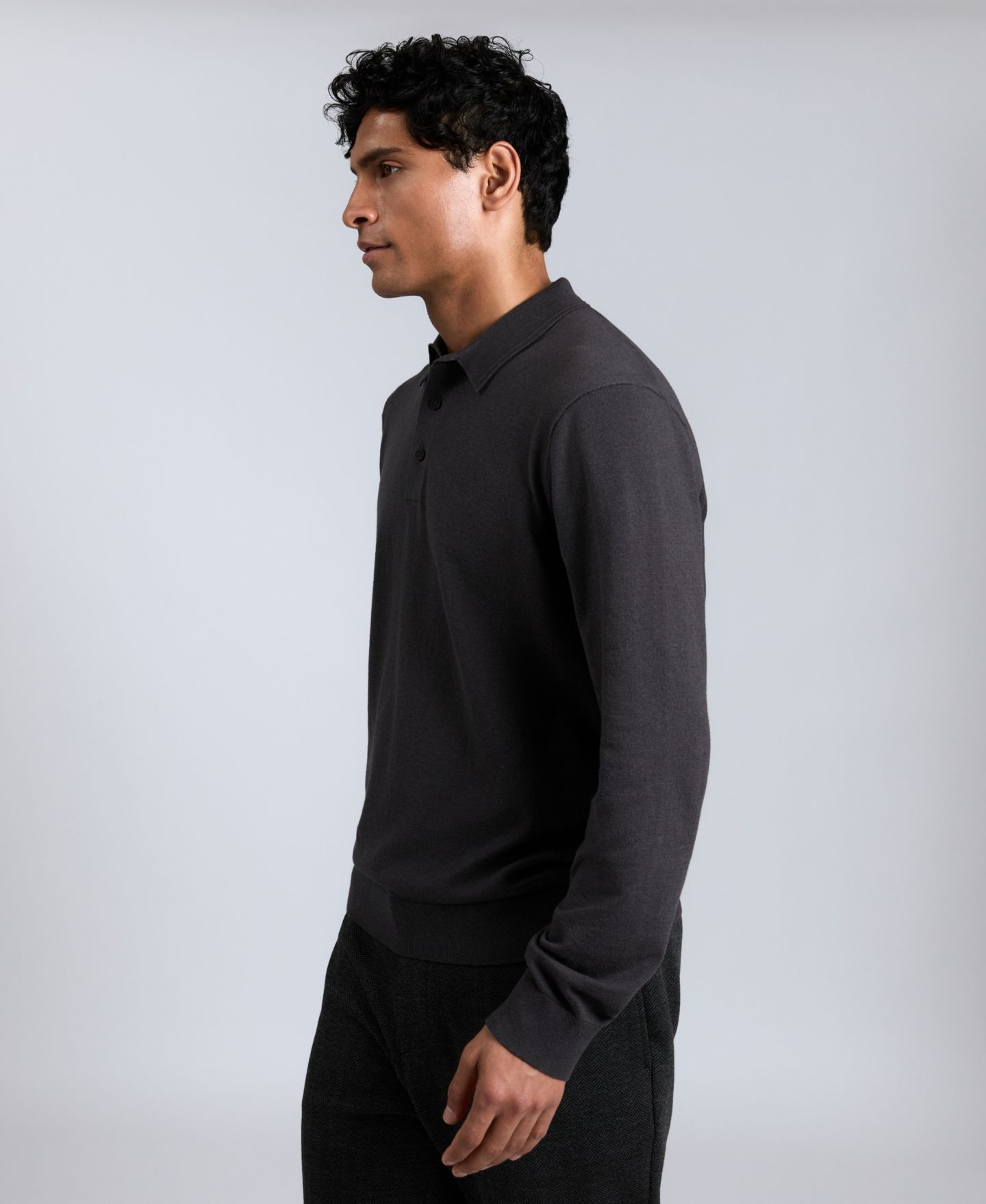 Мужской свитер Kenneth Cole Long Sleeve Polo Sweater, цвет: Charcole — фото 3