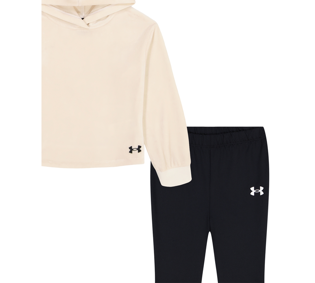 Under Armour Toddler And Little Girls 2-piece Velour Hoodie And Flare Pants Set In Neutral