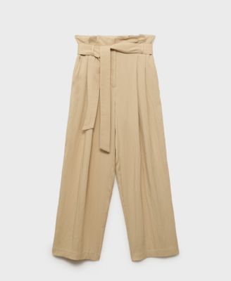 MANGO - Women's Lyocell Paper bag Trousers