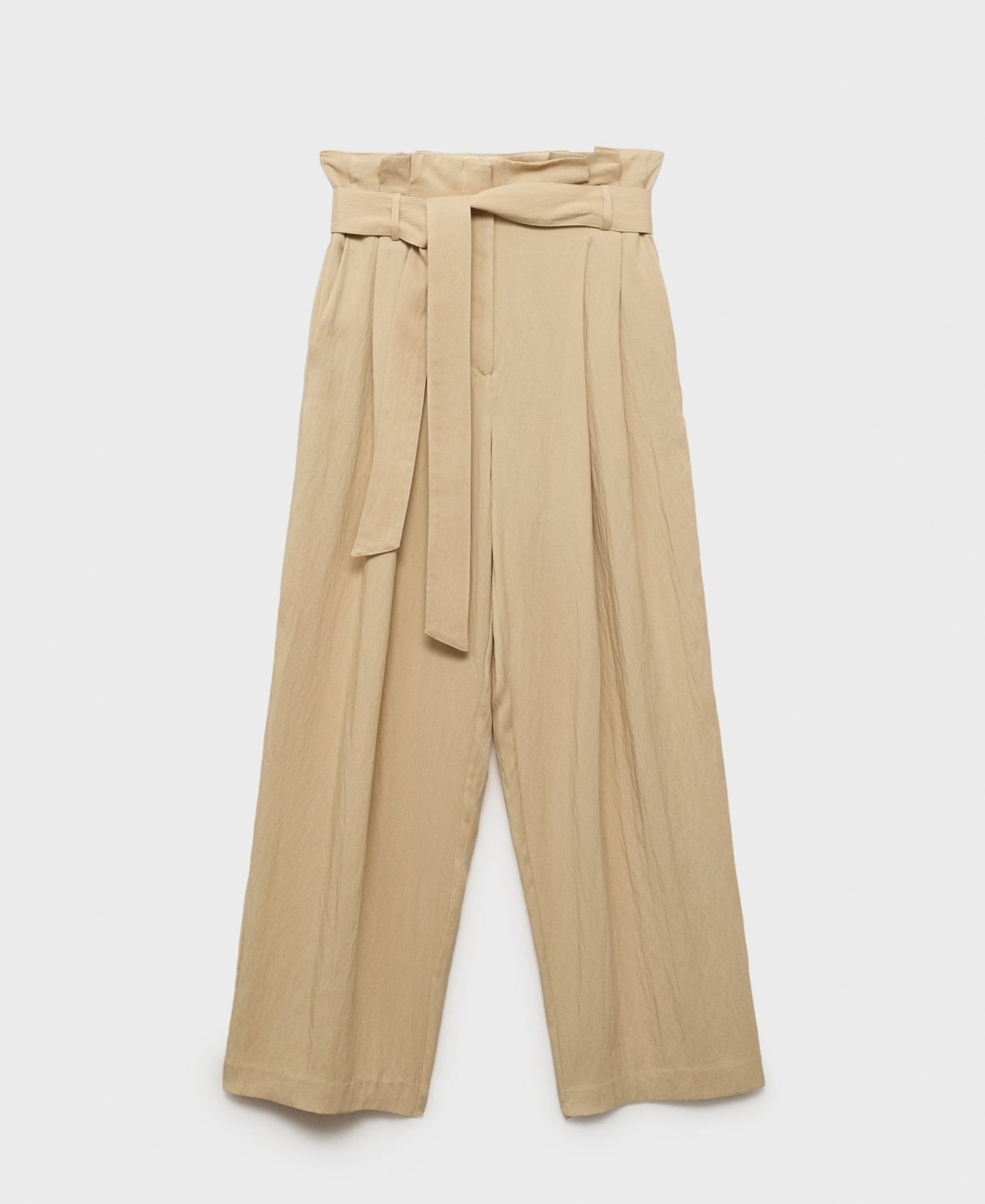 Женские брюки Mango Lyocell Paper bag Pants, цвет: Бежевый — фото 1