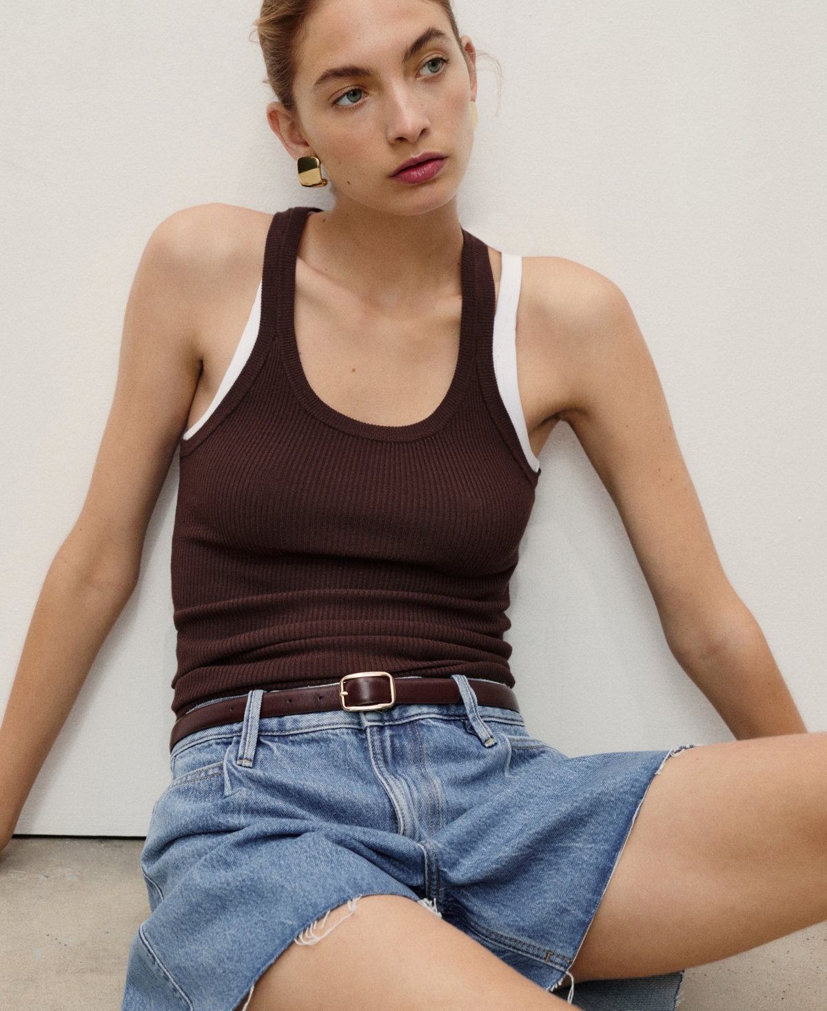 Mango Denim Shorts With Frayed Hem Medium Blue In Blue