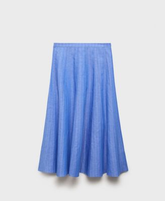 Women's Striped Linen-Blend Skirt