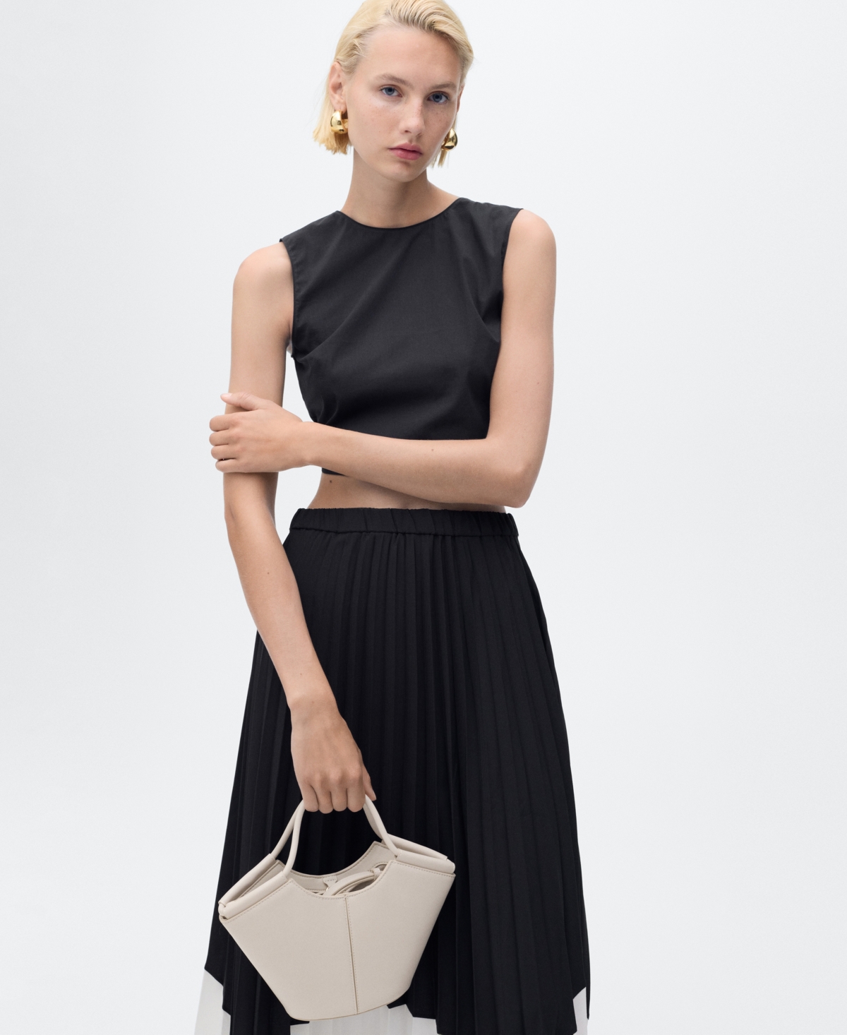 Mango Women's Pleated Asymmetric Skirt