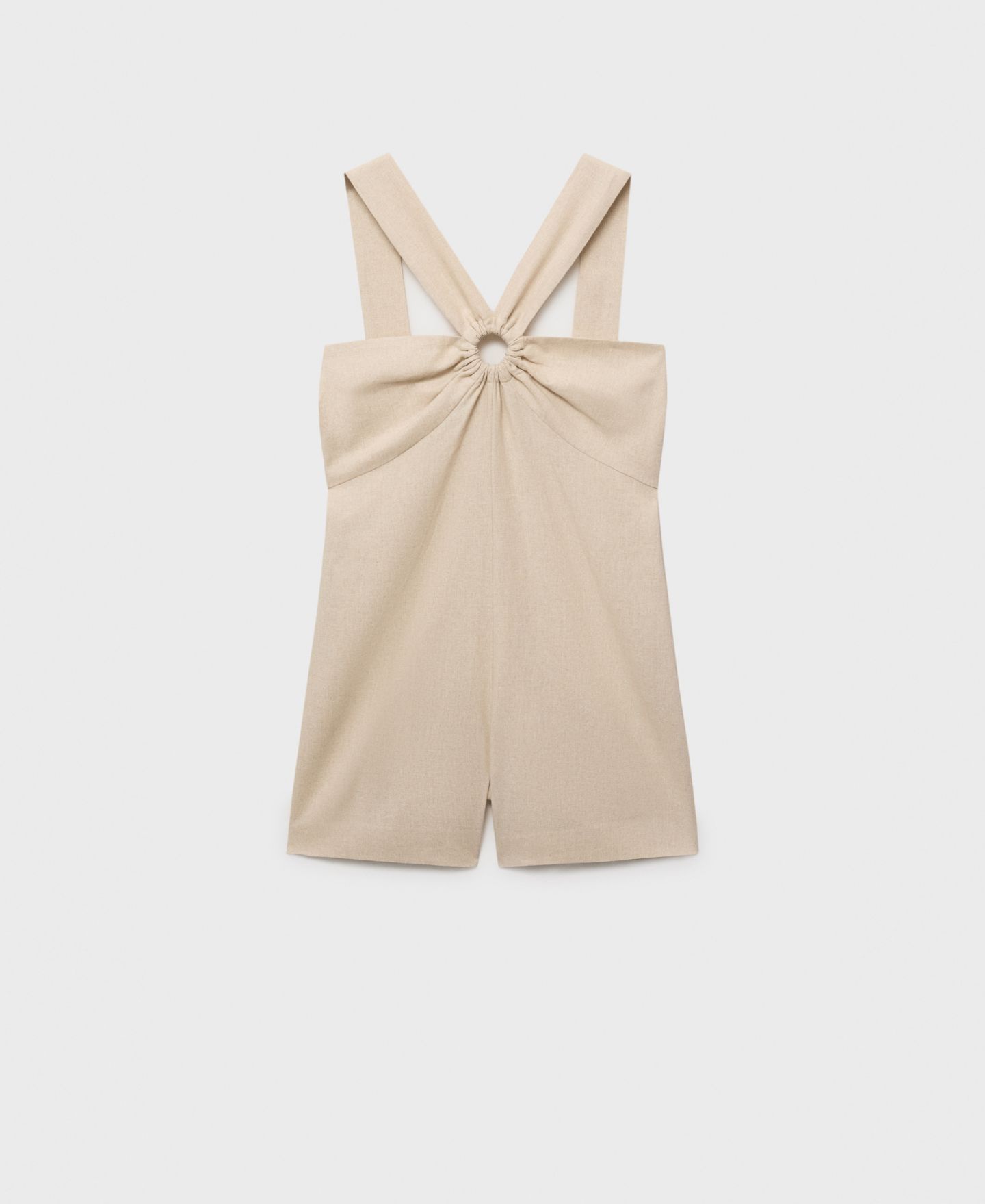 Женский комбинезон MANGO Hoop Detail Linen Jumpsuit, цвет: Песочный — фото 6