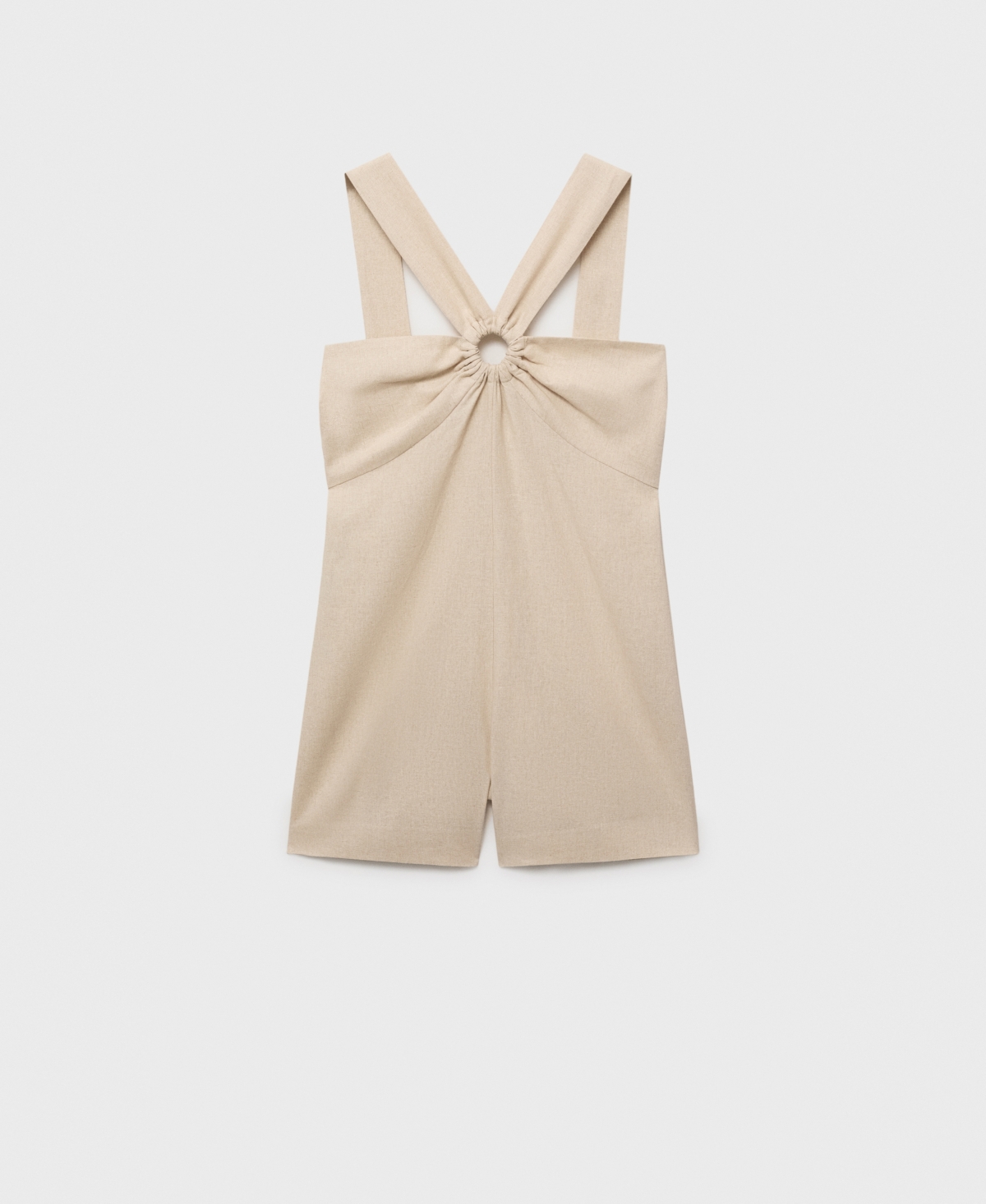 Mango Linen Jumpsuit With Hoop Detail Sand In Neutral