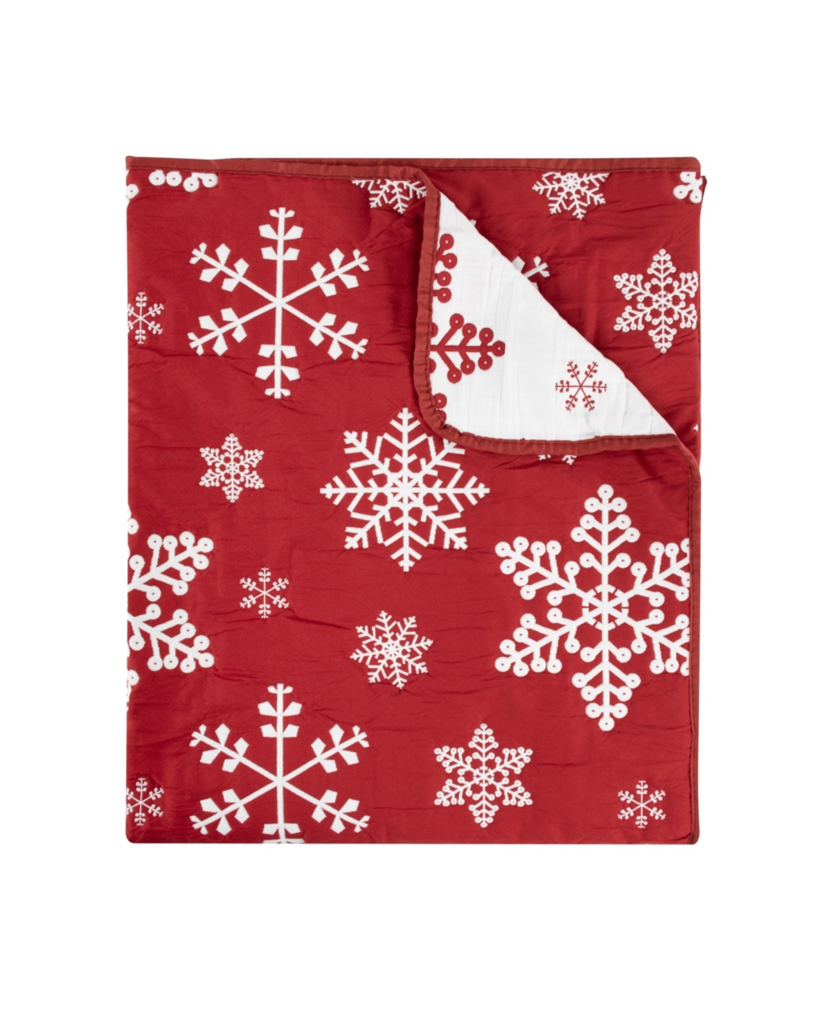 Greenland Home Fashions Snowflakes Jacquard Woven Reversible Holiday Throw, 50" X 60" In Red