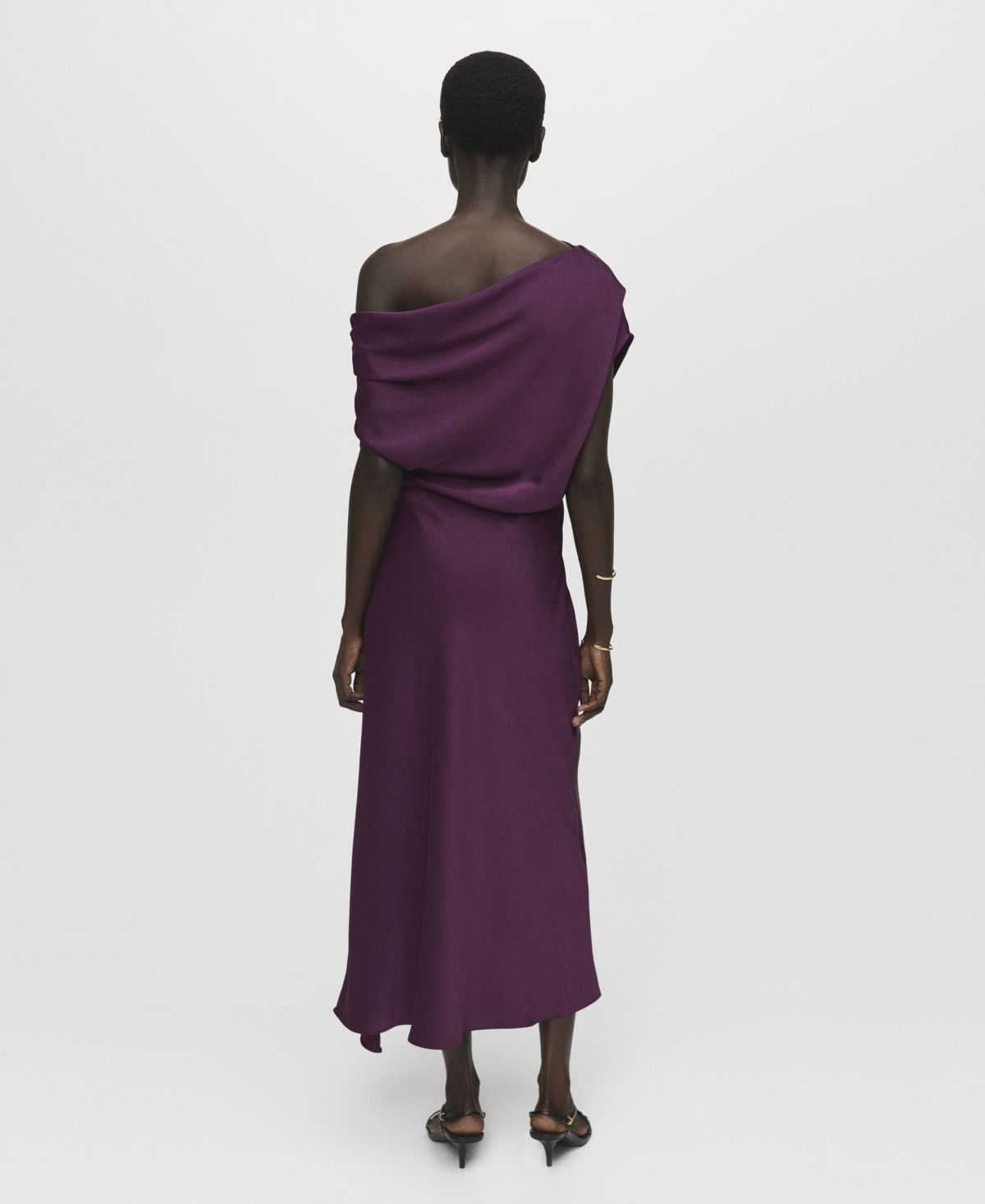 Mango Women's Asymmetrical Satin Dress In Purple