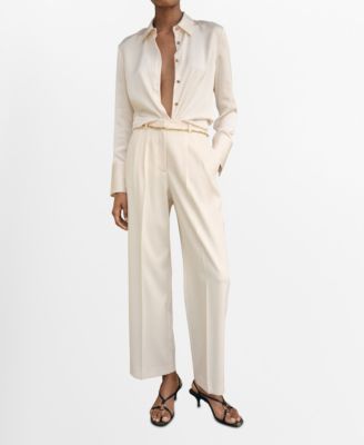 MANGO - Women's Straight-Fit Pleated Pants