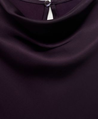 Women's Draped Neck Satin Blouse