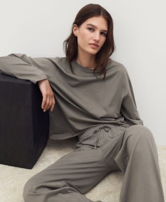 Women's Two-Piece Plain Cotton Pajamas