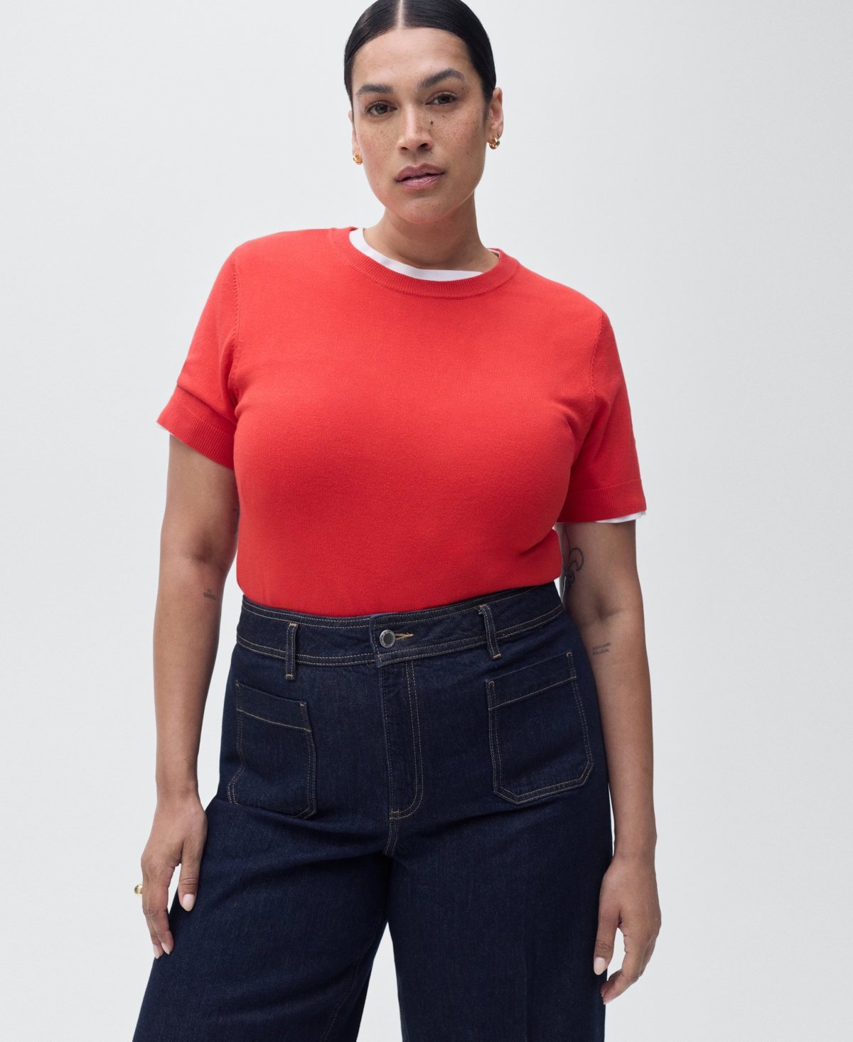 Mango Jessie Patch Pocket Wide Leg Jeans In Blue