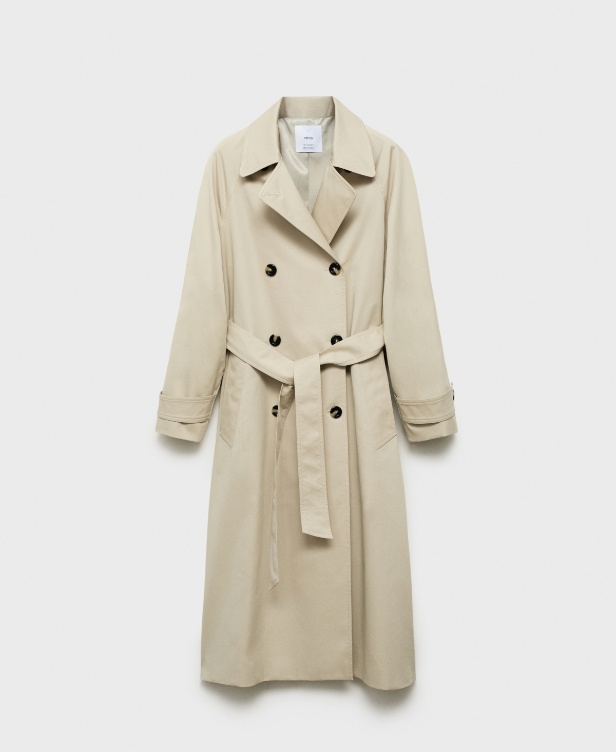 Mango Women's Long Double-breasted Trench Coat In Sand