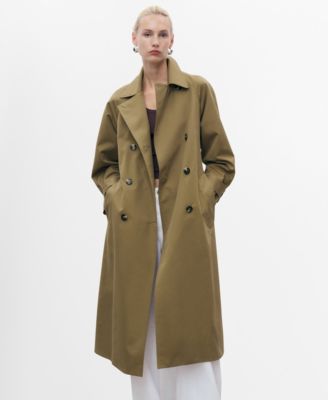 MANGO - Women's Long Double-Breasted Trench Coat