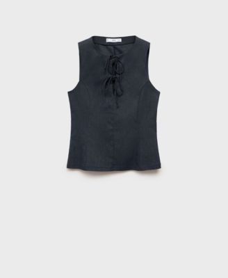 Women's Denim Effect Tie Top