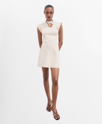 MANGO - Women's Perkins Collar Flared Knit Dress