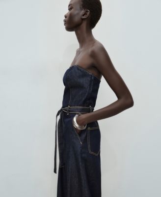 Women's Strapless Denim Jumpsuit