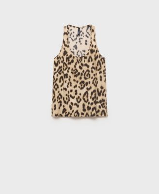 MANGO - Women's Animal-Print Fluid Top