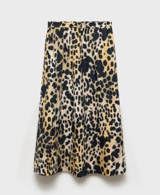 MANGO - Women's Animal-Print Cotton Skirt