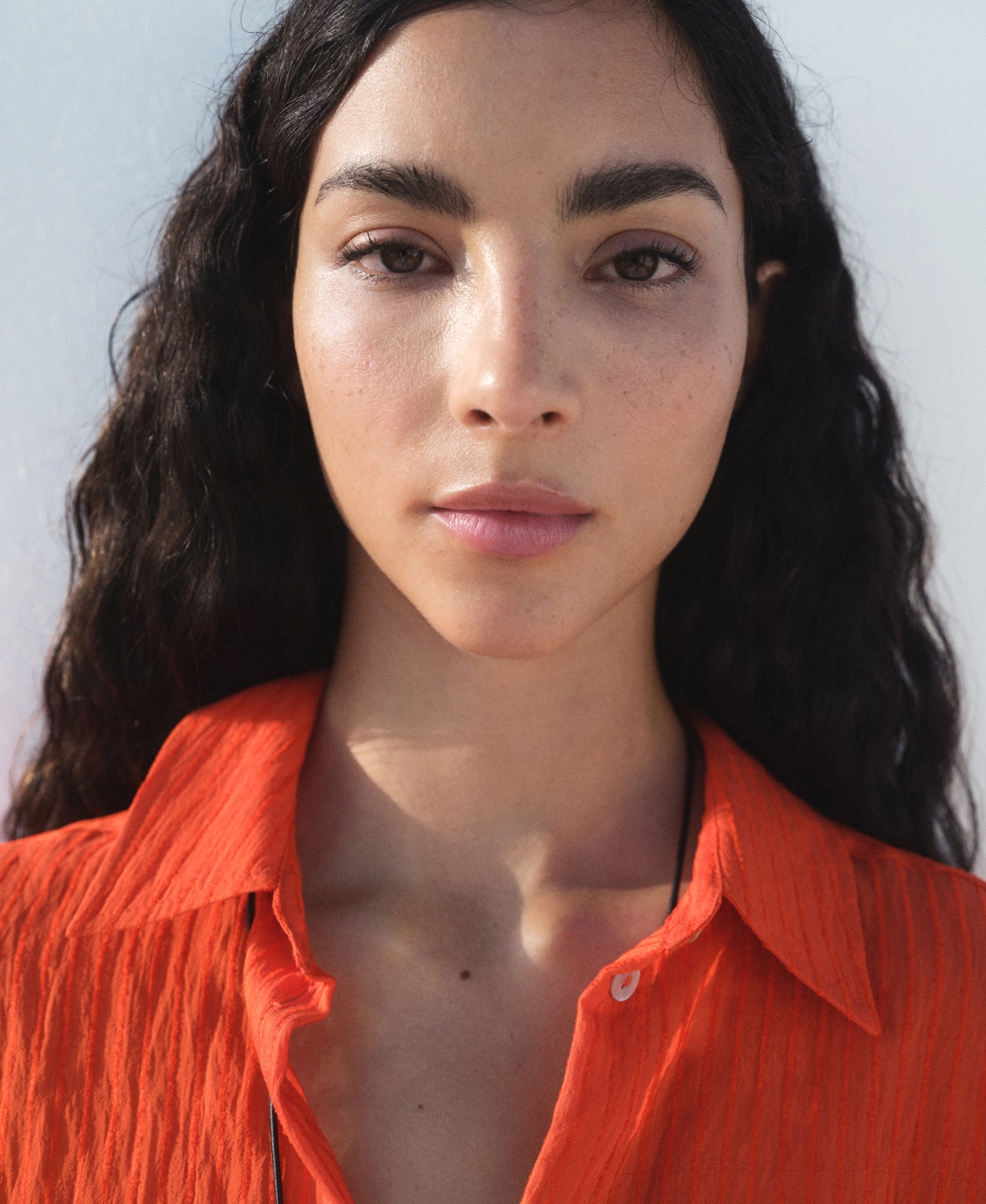 Mango Oversize Crinkled Effect Button-up Shirt In Orange