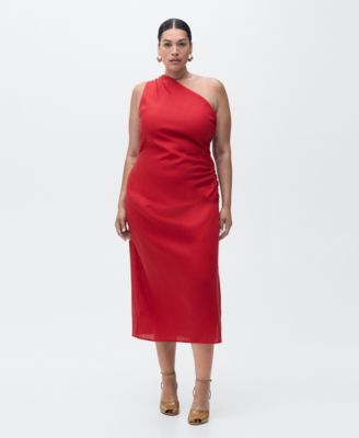 Women's Asymmetrical Neckline Lyocell Dress