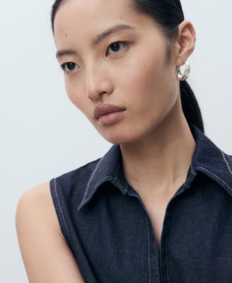 Women's Contrast Stitching Denim Top