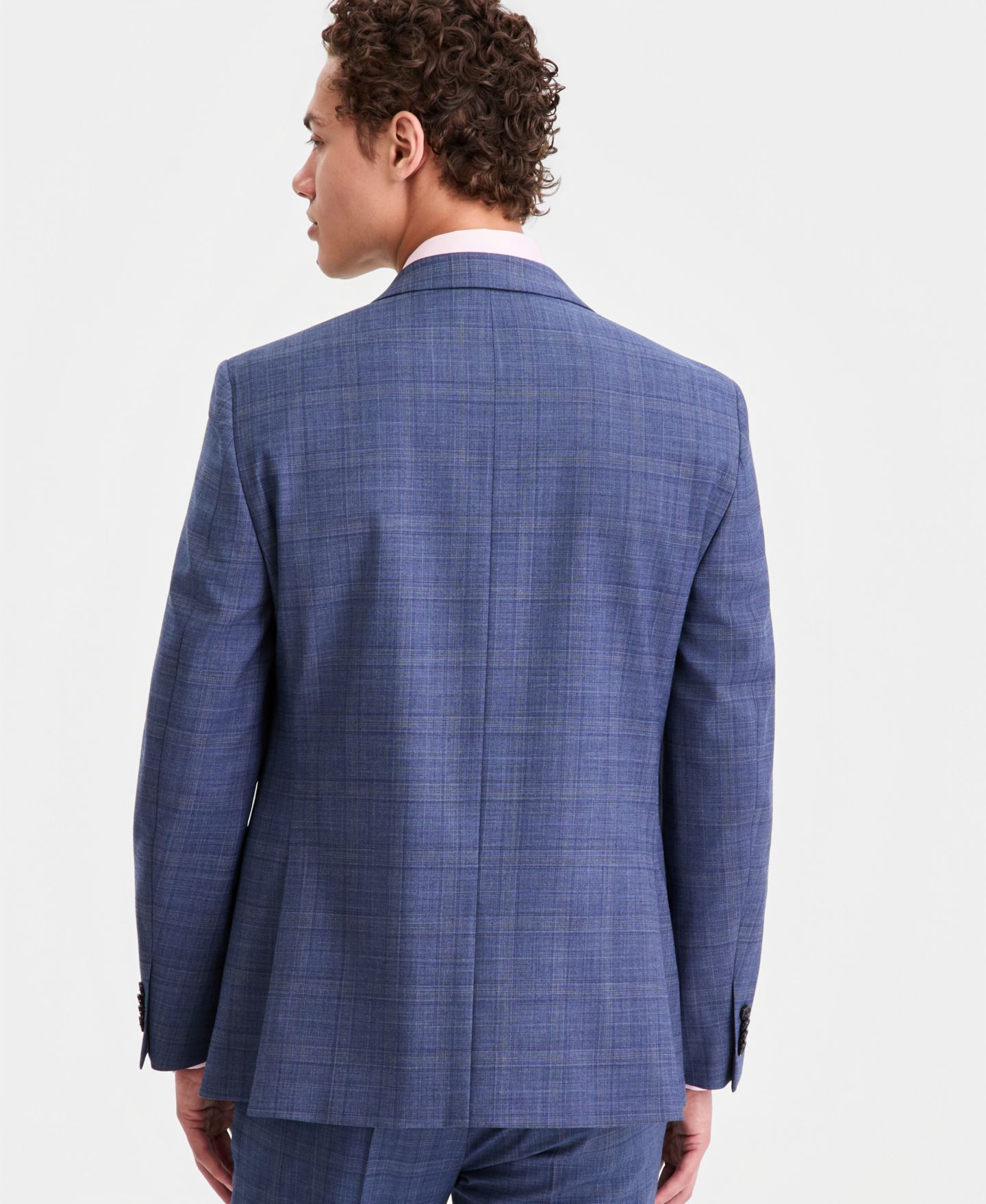 Мужские куртки Tommy Hilfiger Modern-Fit Wool TH-Flex Stretch Suit Separates, цвет: Синий ржавый клетчатый — фото 3