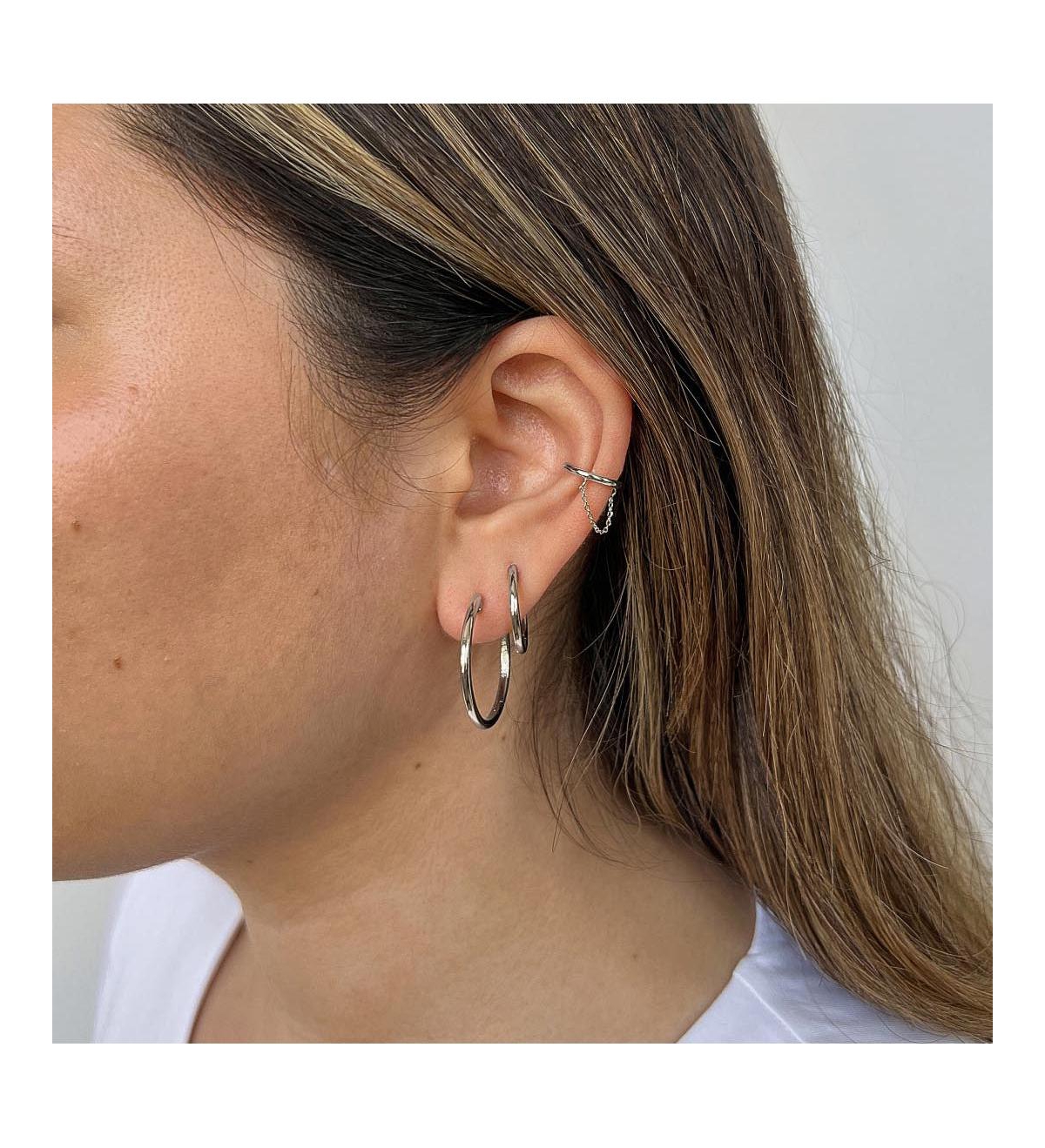 Small Slim Endless Hoops - Lo Small Silver