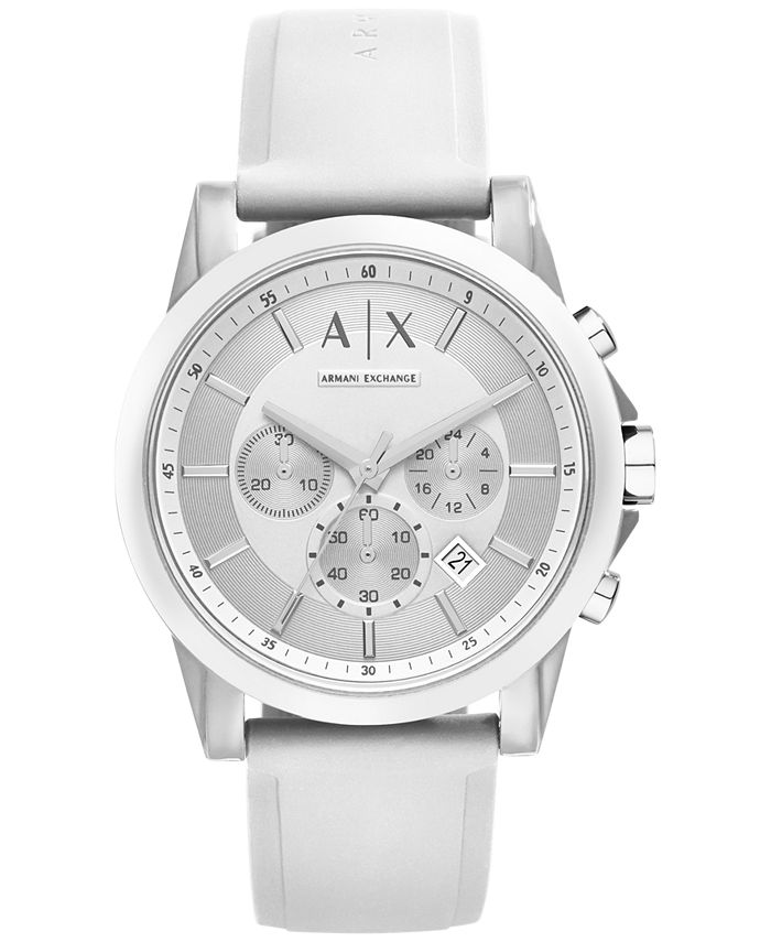 AX1325 Watch Armani Unisex - Chronograph Silicone 44mm Strap Macy\'s A|X Exchange White