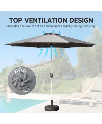 9FT Outdoor Patio Umbrella with Push Button Tilt and Crank Wind Vent