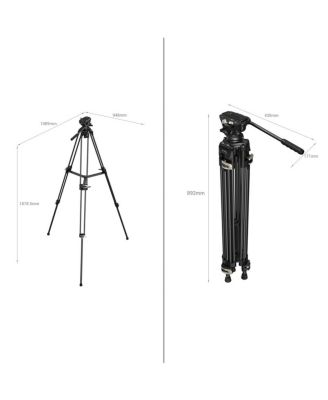 AD-01 3751B 3-Section Heavy-Duty Aluminum Tripod with Fluid Head