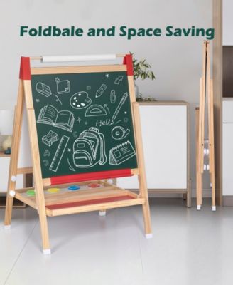 3-in-1 Adjustable Kids Art Easel with Chalkboard, Whiteboard, and Paper Roll