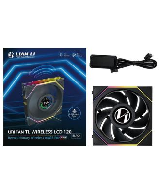 UNI FAN TL Wireless 1.6" LCD 120mm ARGB Case Fan, Black